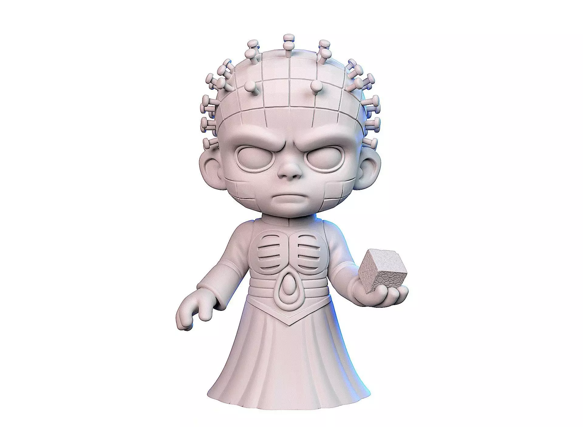 Cartoon stylized Pinhead 3D print model_1