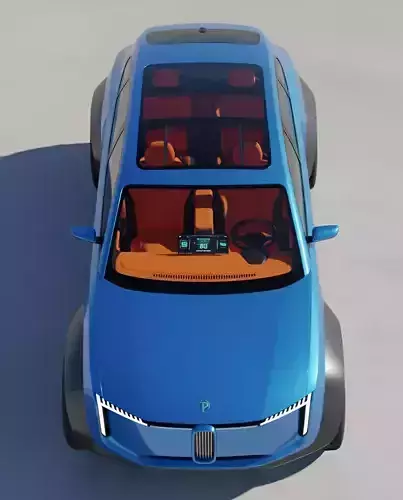 Futuristic Blue Electric SUV Concept Low-poly 3D model 4