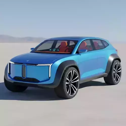 Futuristic Blue Electric SUV Concept
