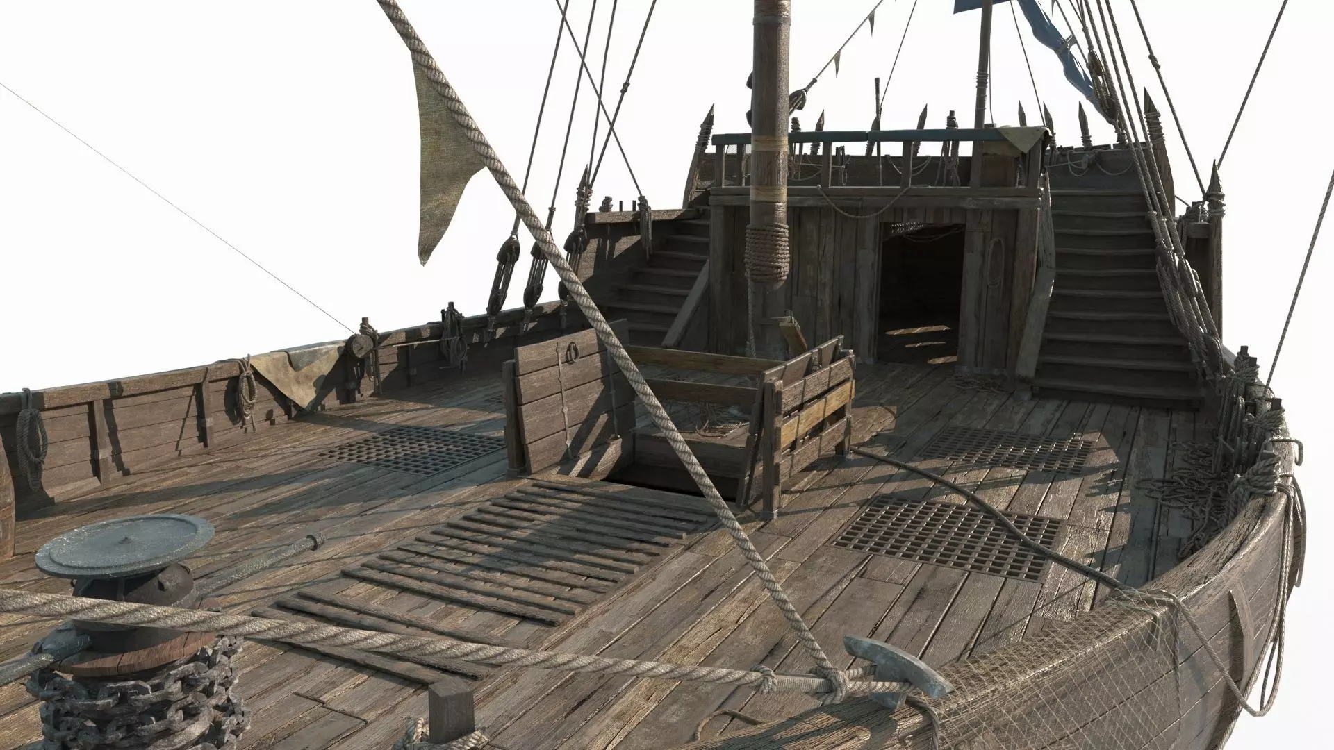 Ancient large sailboats 3D model_2