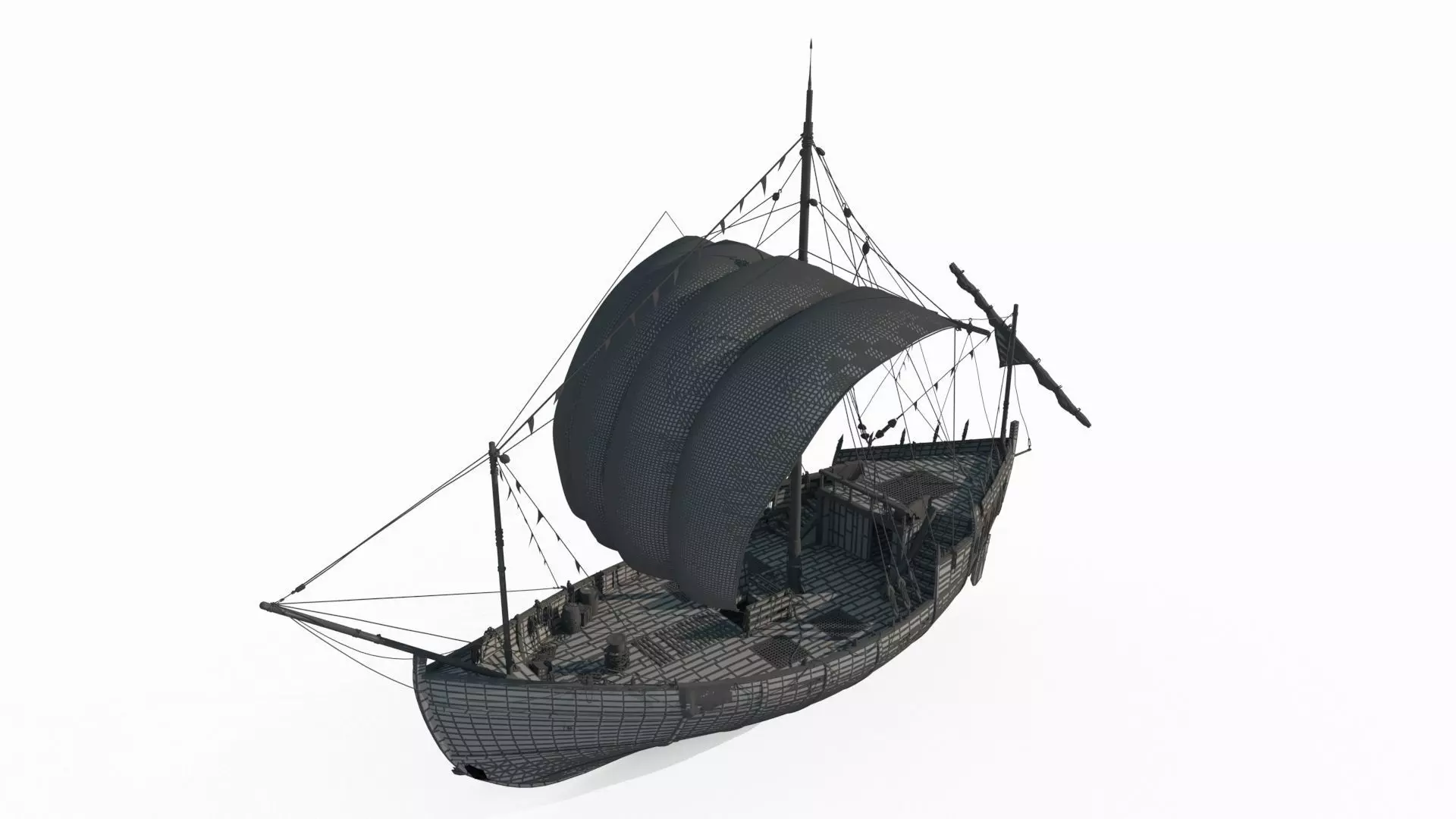 Ancient large sailboats 3D model_8