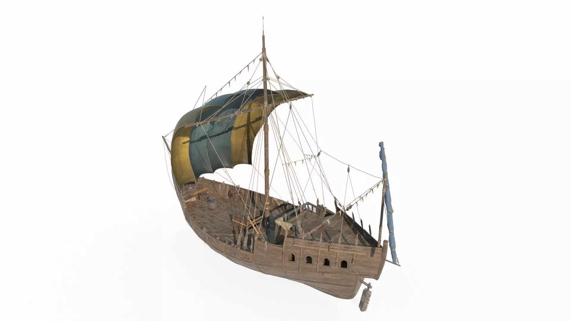 Ancient large sailboats 3D model_3