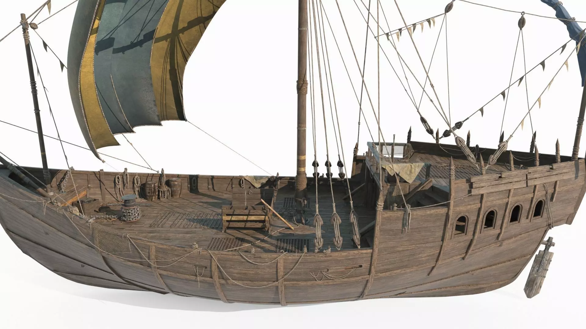 Ancient large sailboats 3D model_4
