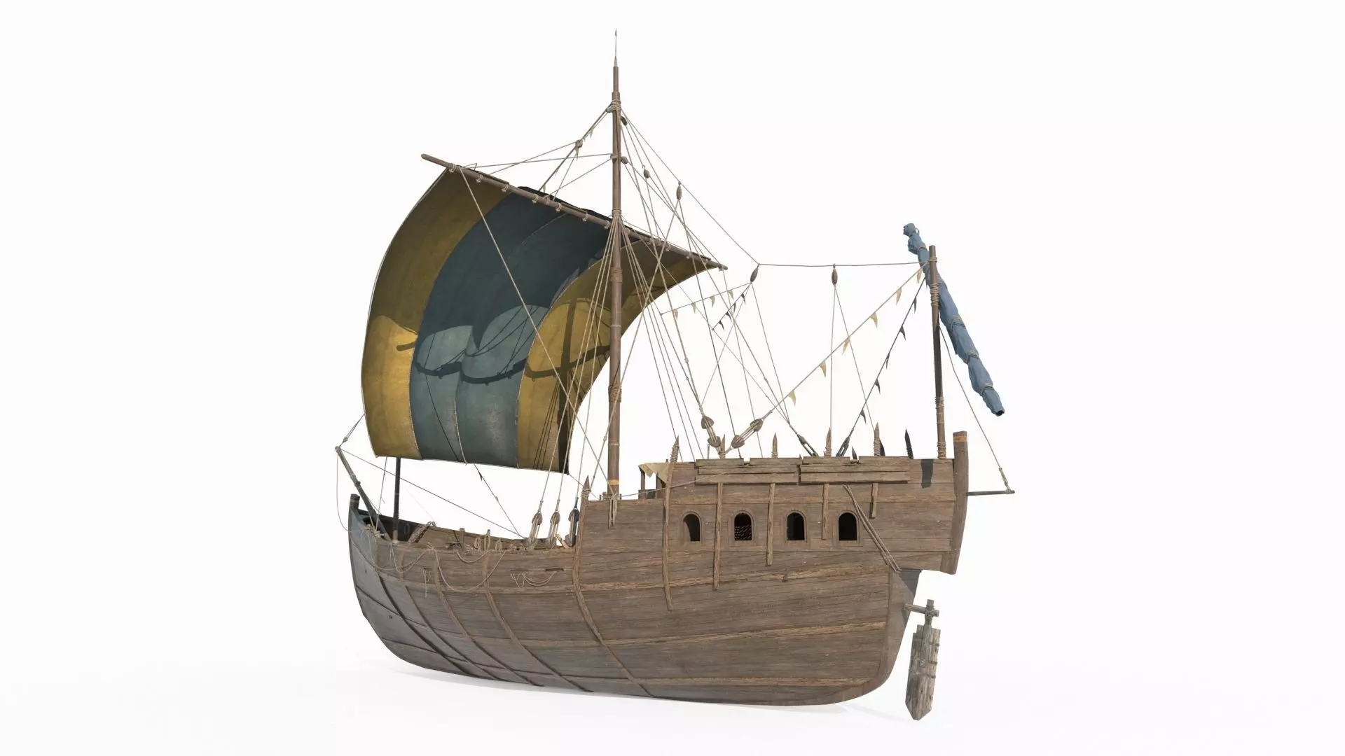 Ancient large sailboats 3D model_6