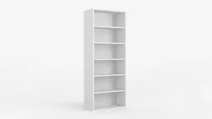 Modern White Bookcase - Tall Slim Storage Unit 3D Model