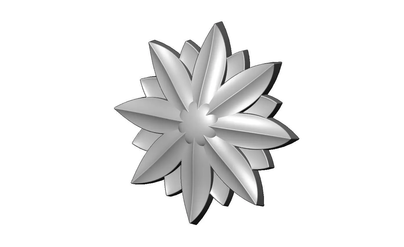 Faceted floral leaf rosette carving molding relief onlay 3D print model