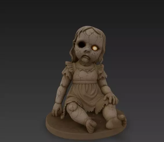 Broken Haunted Doll Creepy Halloween 3D Model Free 3D print model_1