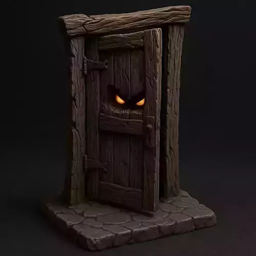 The Haunted Door  Spooky Halloween 3D Model