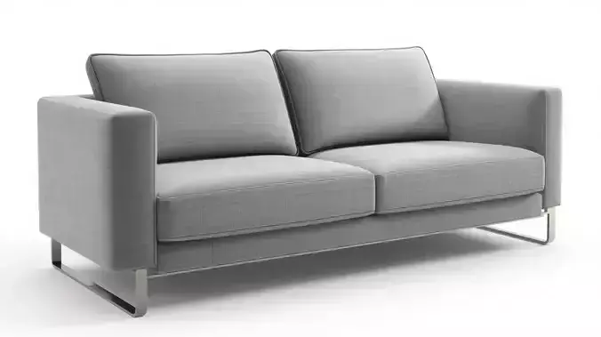 Sleek Modern Grey Fabric Sofa 3D Model