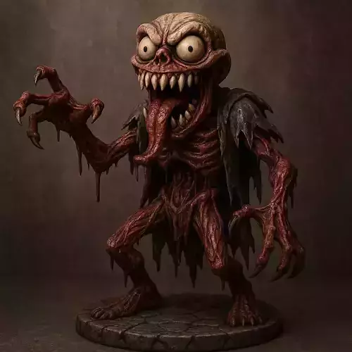 Cursed Horror Statue Demonic Creature on Base
