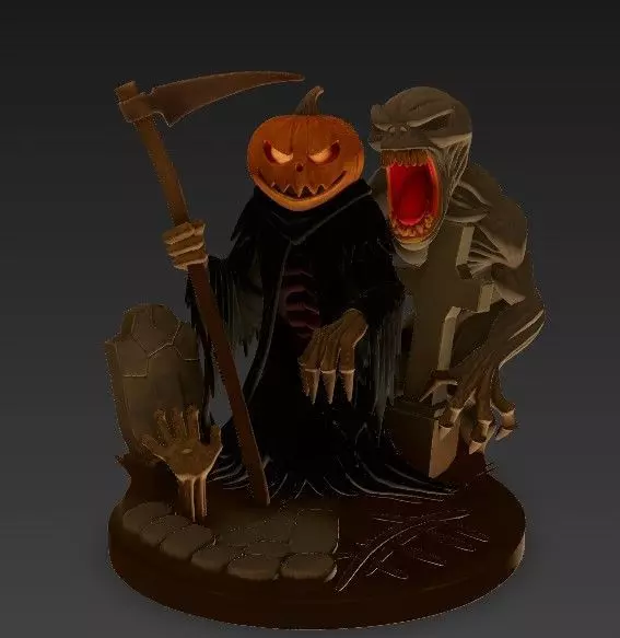 Pumpkin Reaper Halloween 3D Diorama 3D print model_2