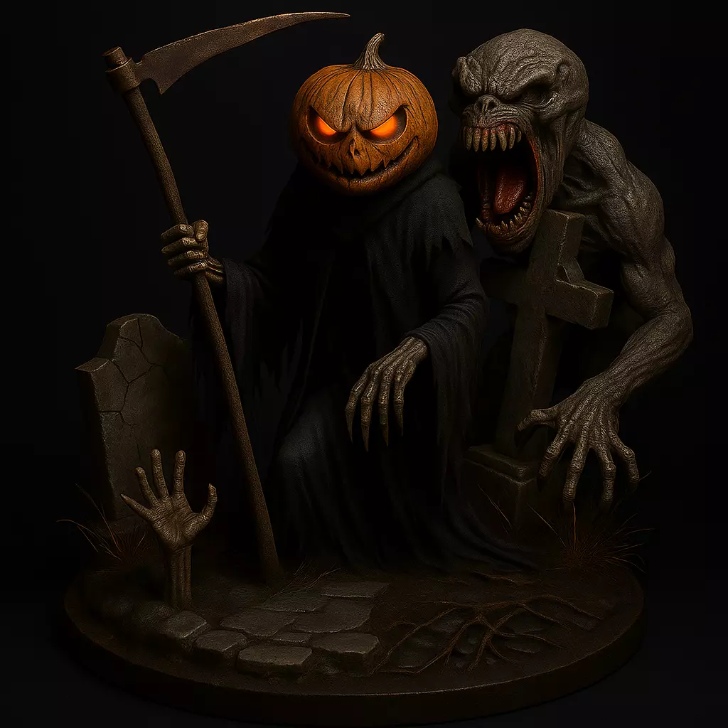 Pumpkin Reaper Halloween 3D Diorama 3D print model_0