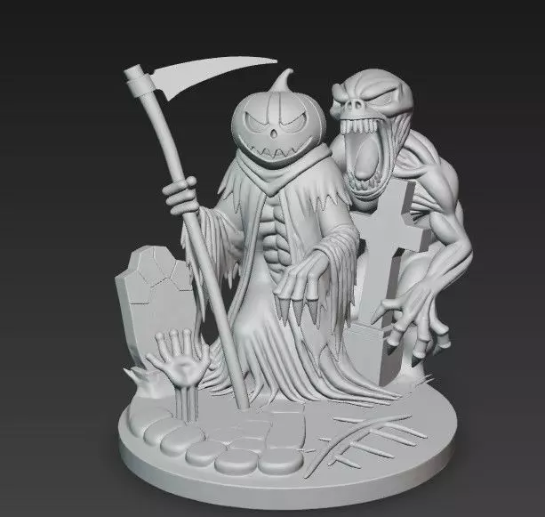 Pumpkin Reaper Halloween 3D Diorama 3D print model_1