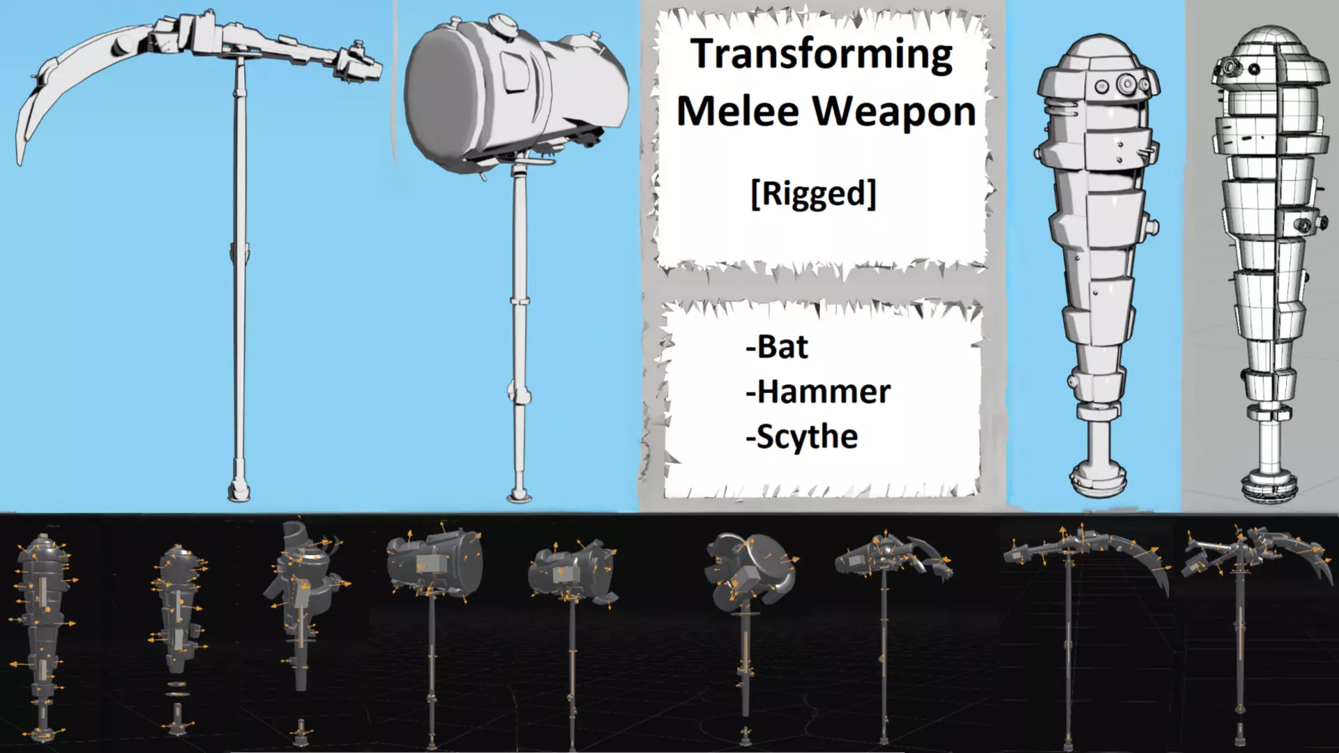 Melee Megapack 10 Core Melee Weapons Low-poly 3D model_39