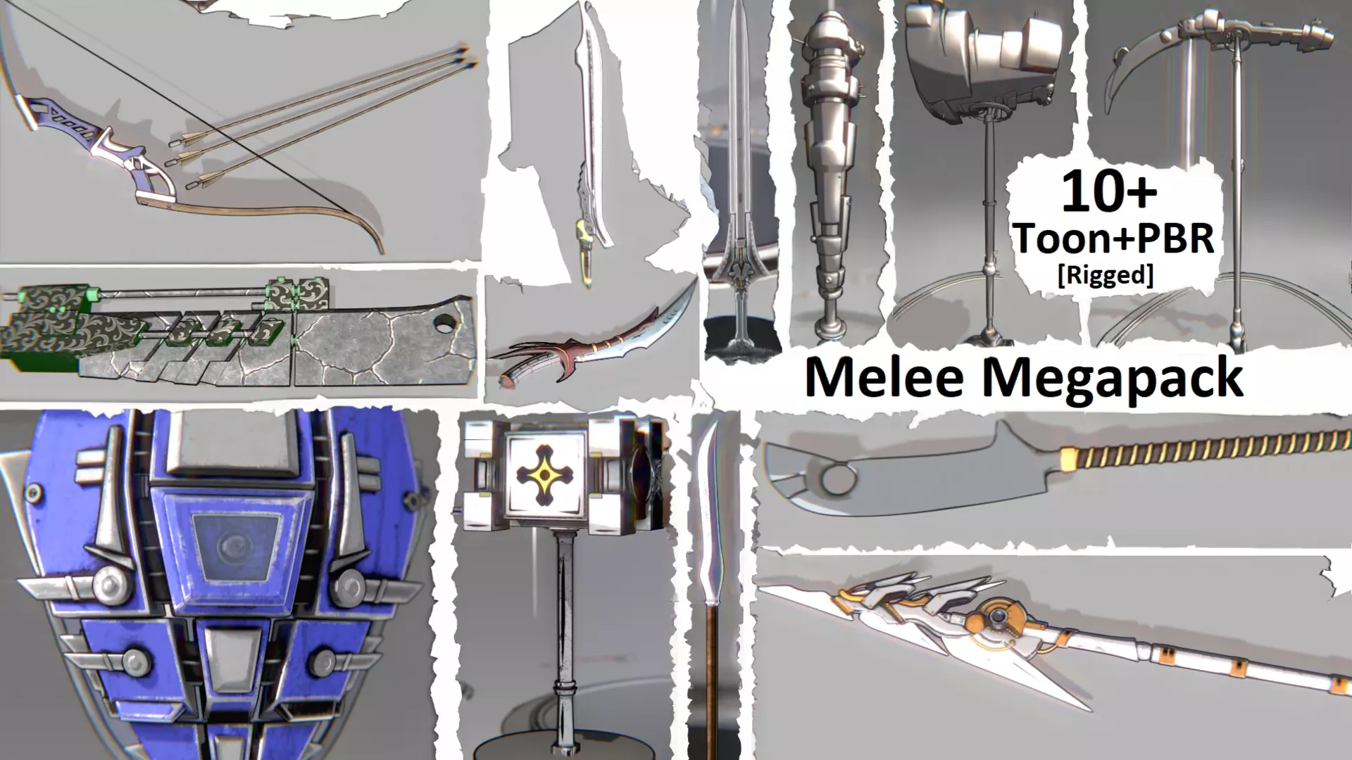 Melee Megapack 10 Core Melee Weapons Low-poly 3D model_0