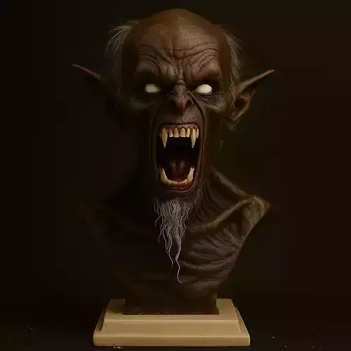 Demon Bust  3D Horror Sculpture