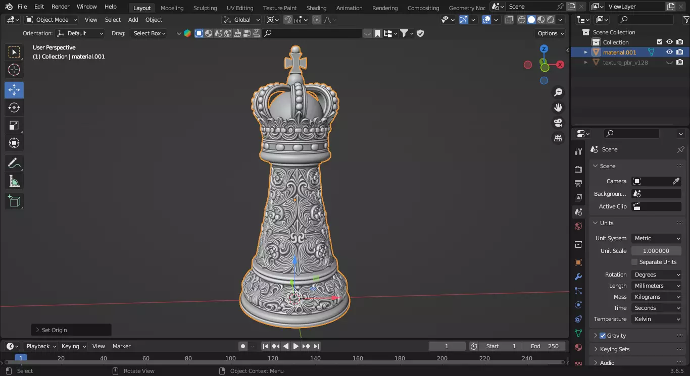 Royal Throne King Chess Piece 3D print model_1