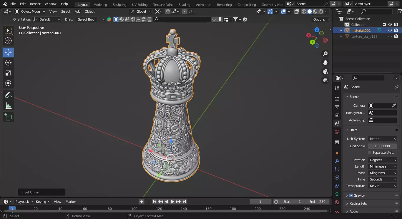 Royal Throne King Chess Piece 3D print model_3