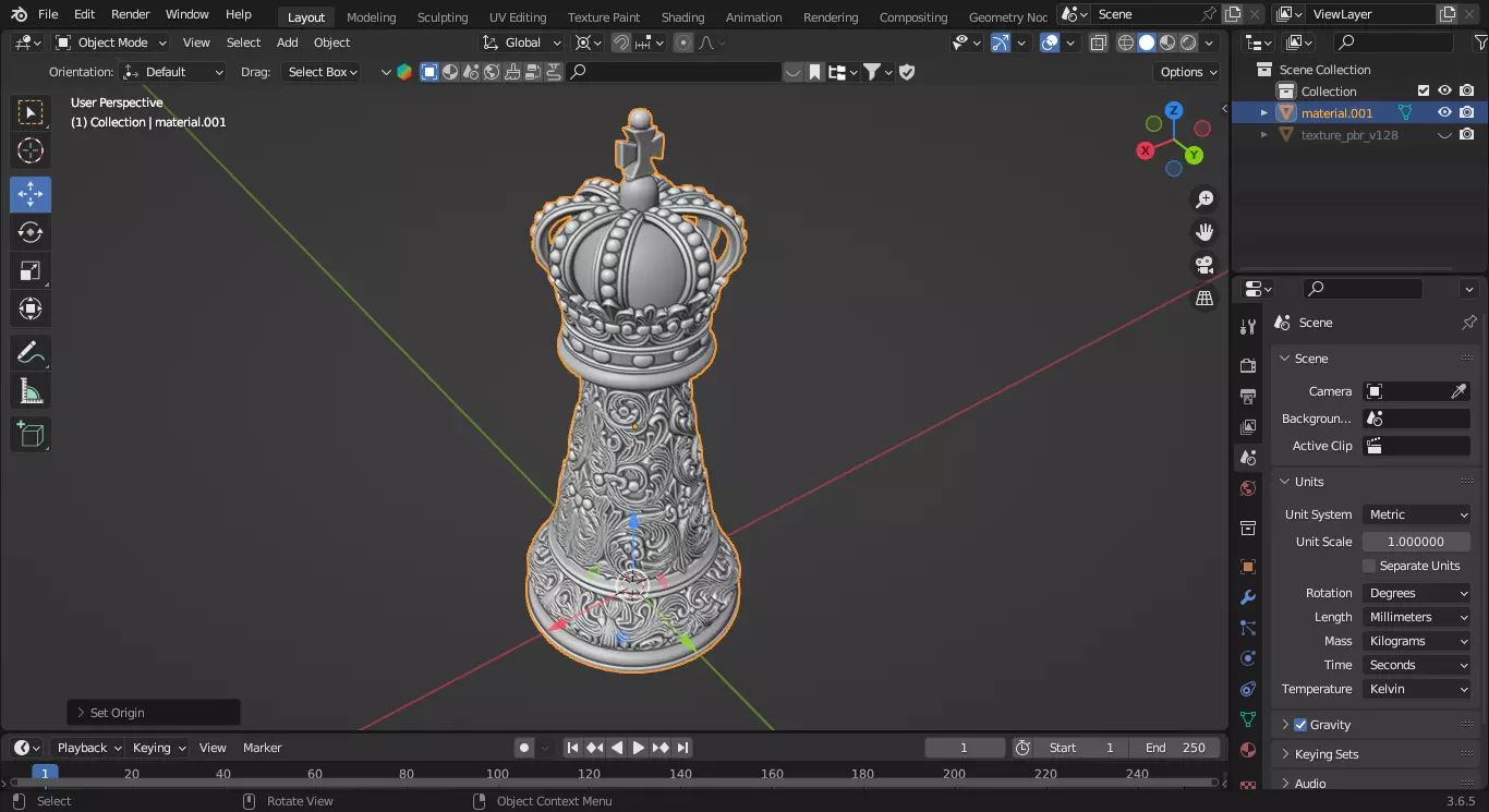 Royal Throne King Chess Piece 3D print model_4