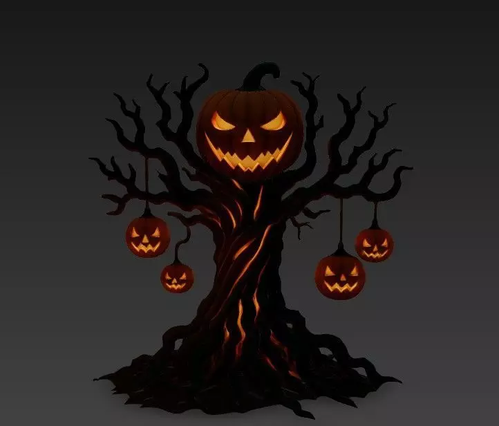 Haunted Pumpkin Tree 3D Halloween Model 3D print model_1