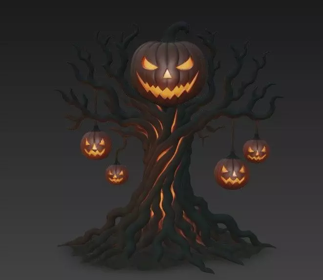 Haunted Pumpkin Tree 3D Halloween Model 3D print model_3