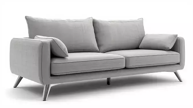 Elegant Modern Grey Fabric Sofa 3D Model