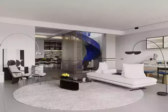 Modern living room dining room interior scenes 150