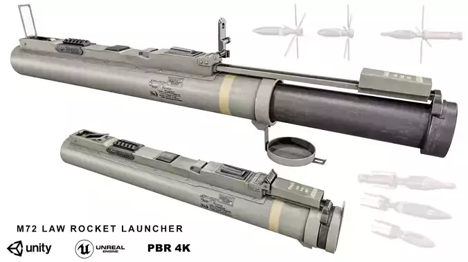 M72 Law Rocket Launcher With Ammo Low-poly 3D model