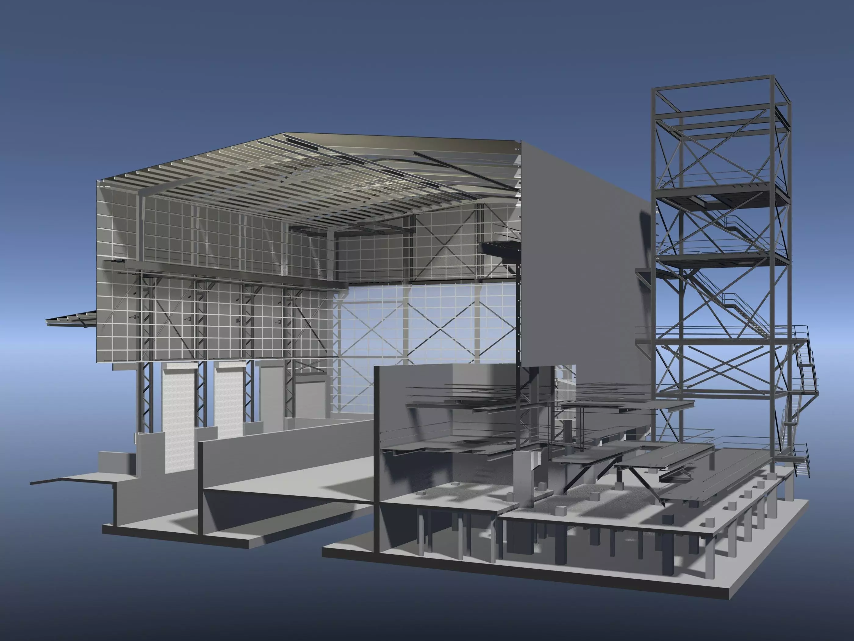 Industrial building in section cut 25i31 3D model_3