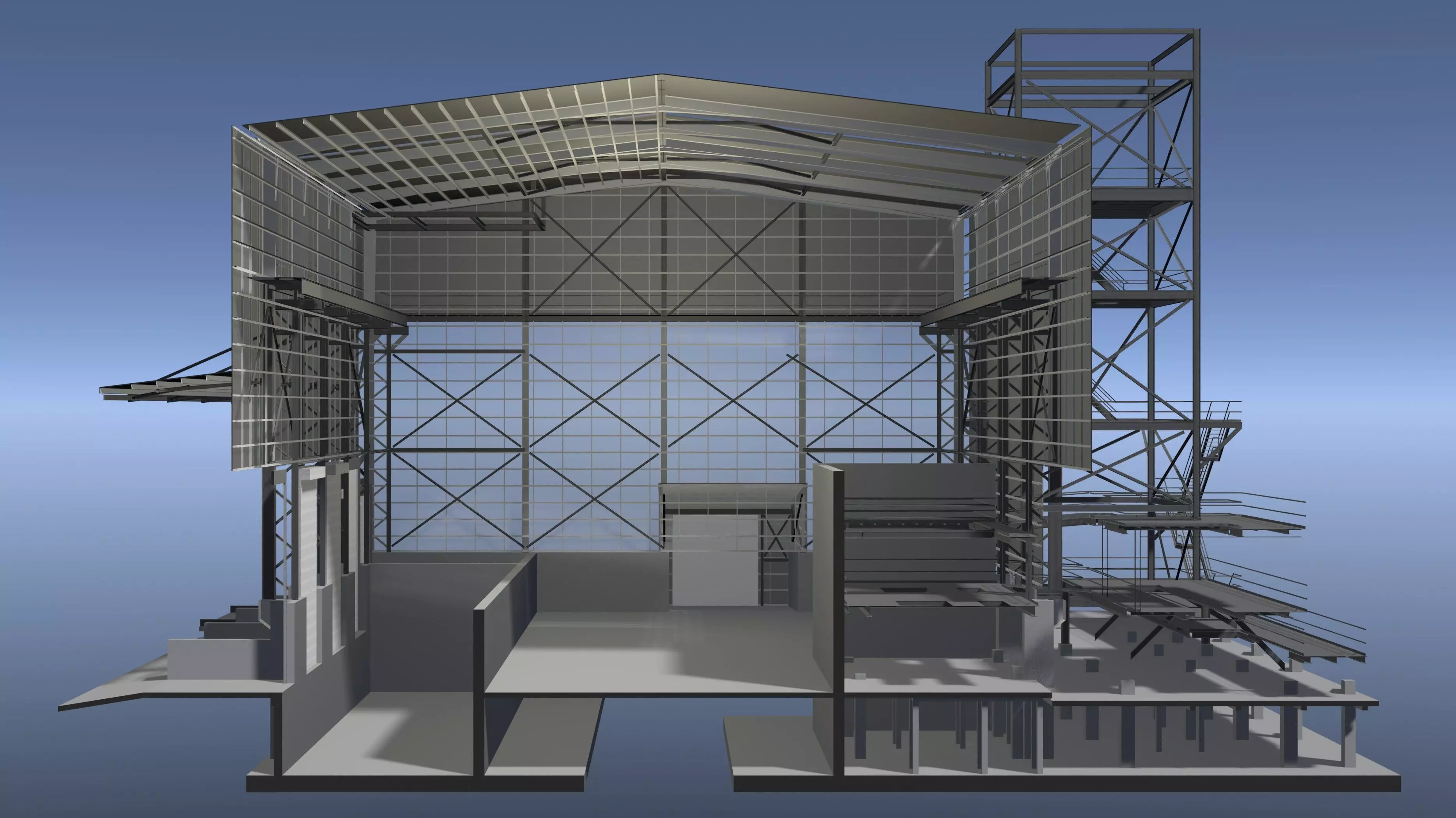 Industrial building in section cut 25i31 3D model_2