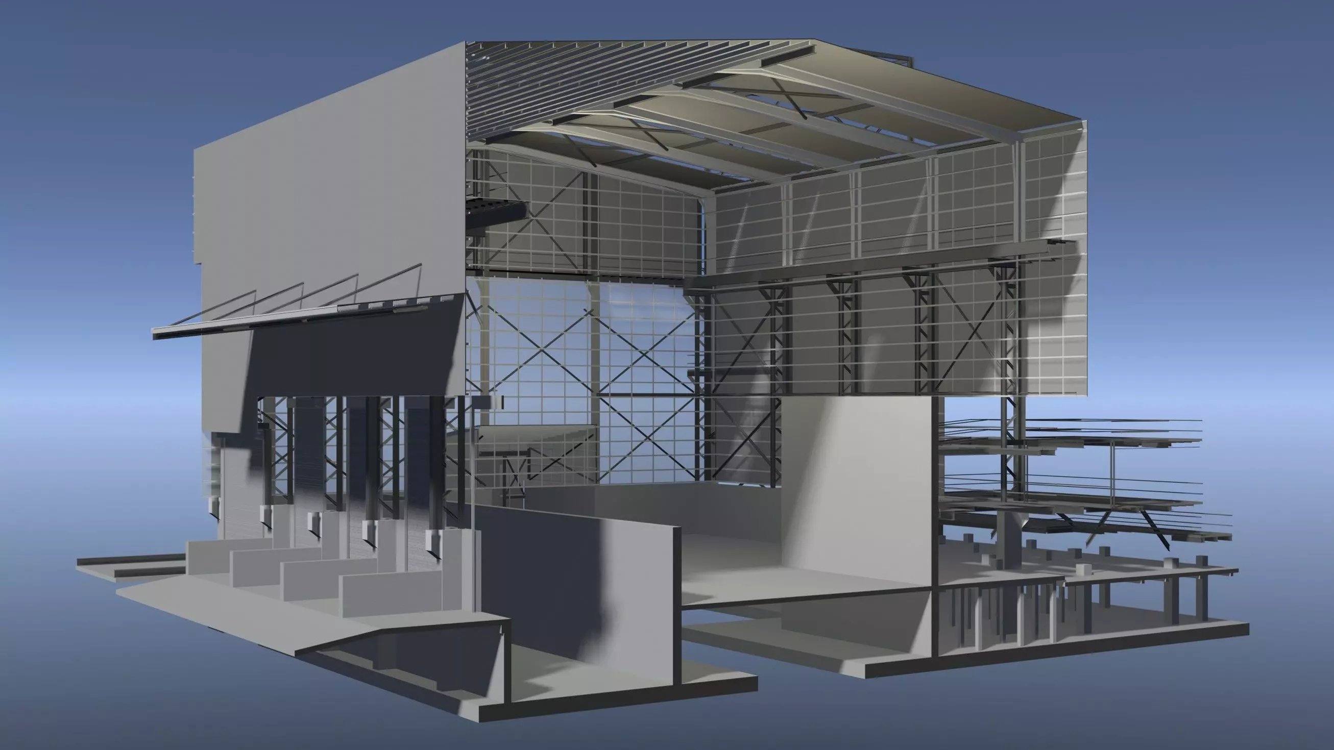 Industrial building in section cut 25i31 3D model_1