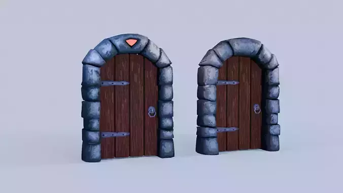 Stylized Medieval Stone Arch Doors 2 Variants