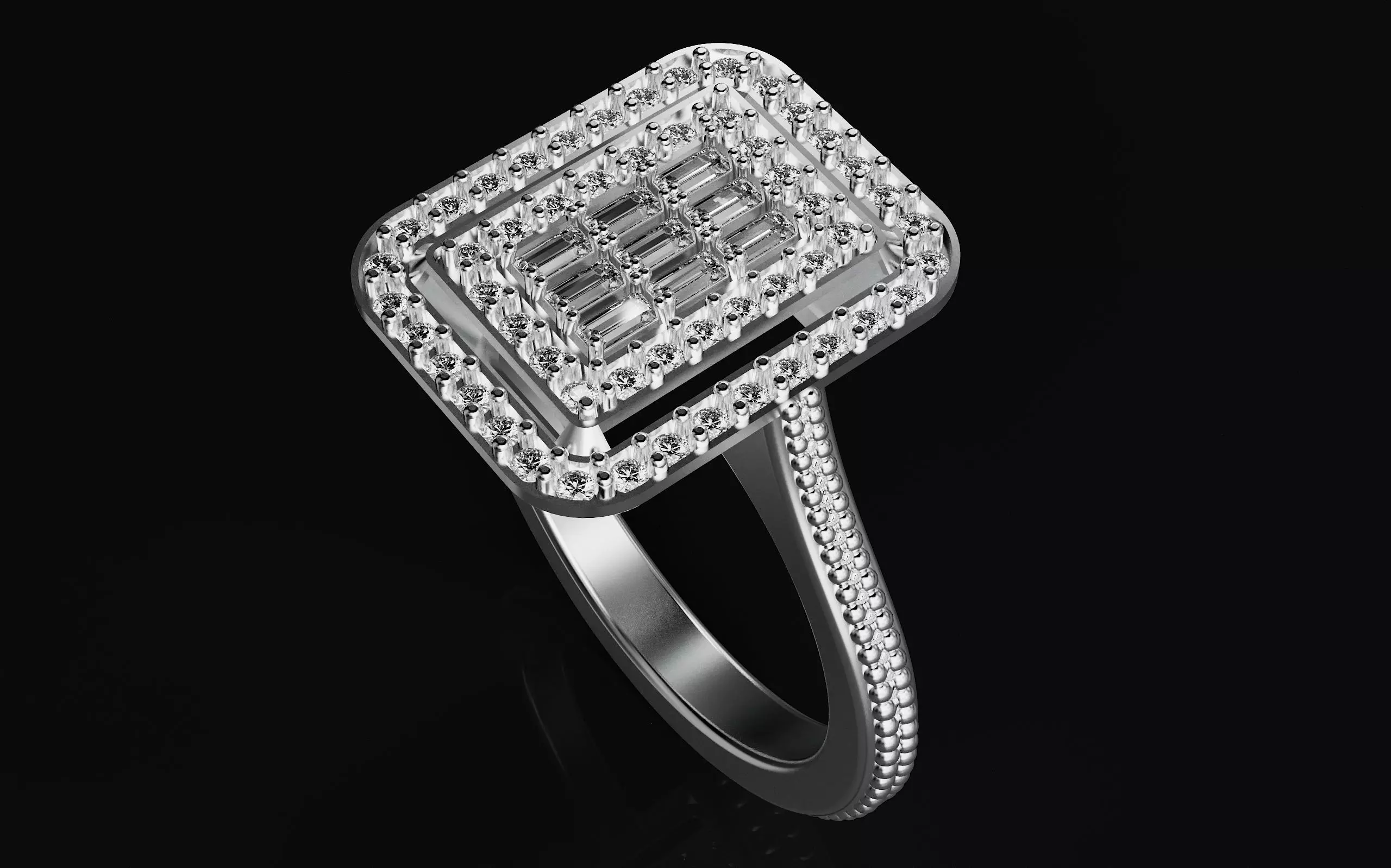 baguette ring 3D print model_1