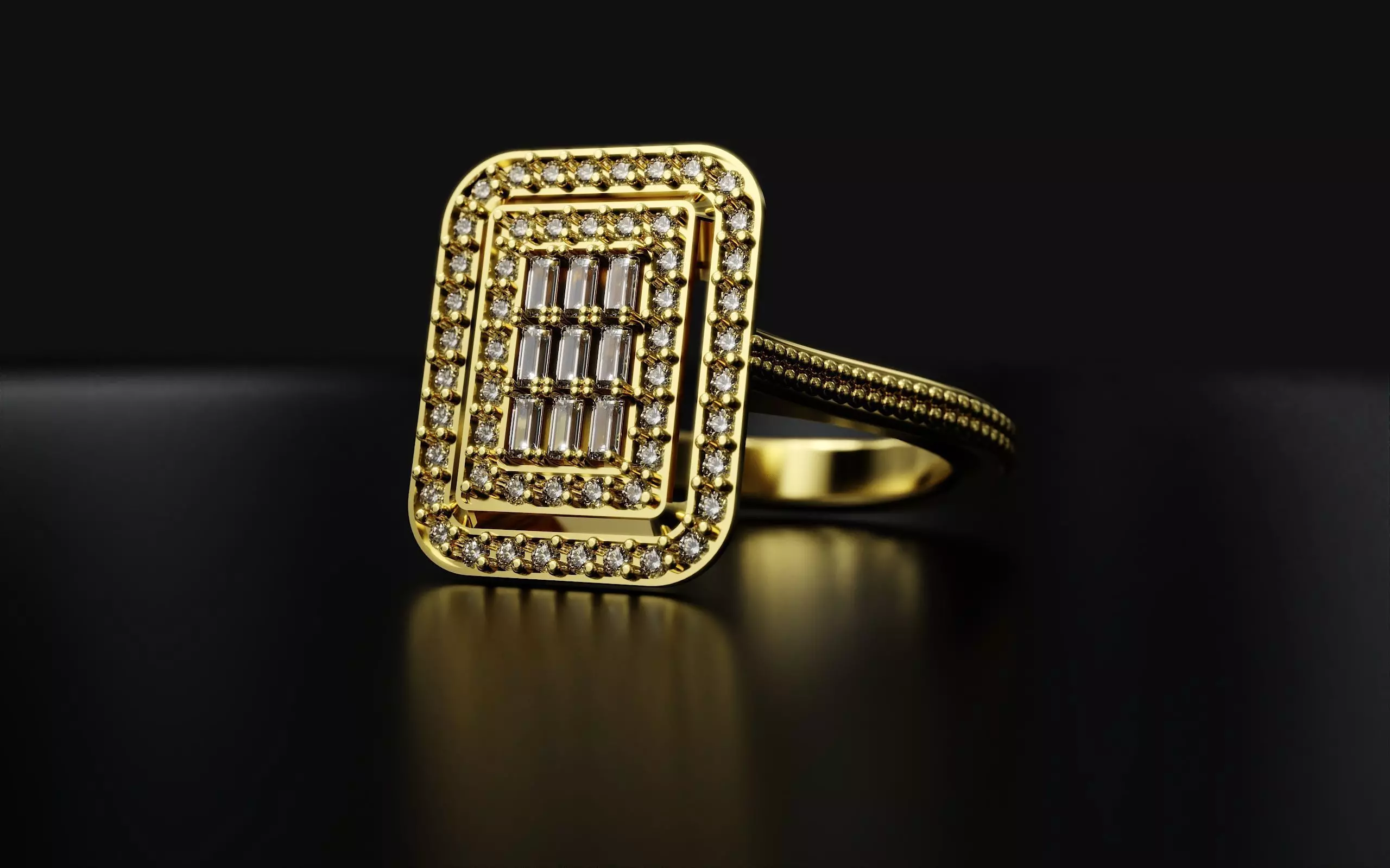 baguette ring 3D print model_0