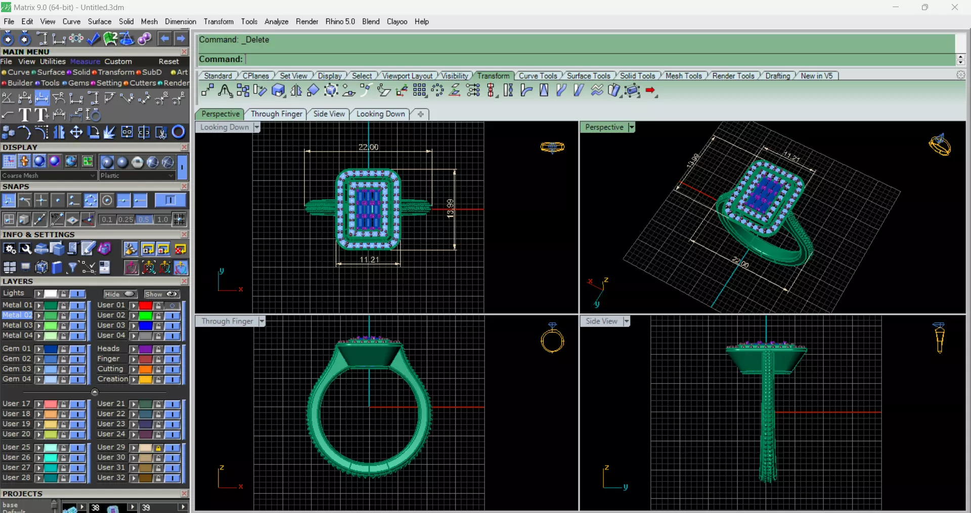 baguette ring 3D print model_6