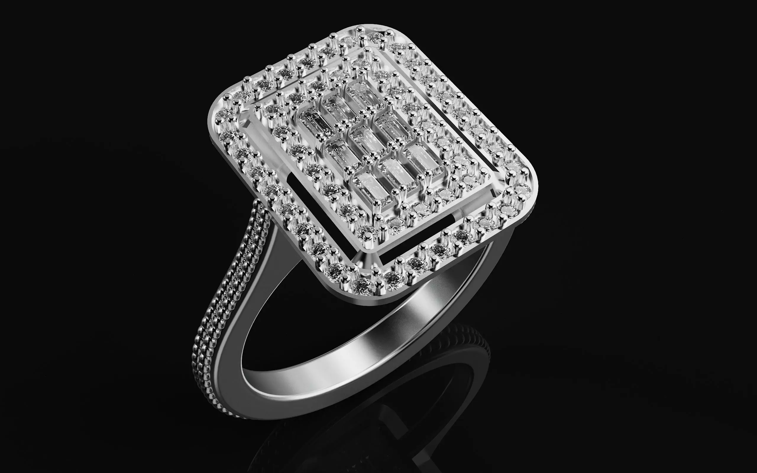 baguette ring 3D print model_2