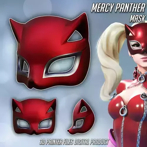 Mercy Panther Cosplay Mask OverWatch 2 Persona Colab 3D print model
