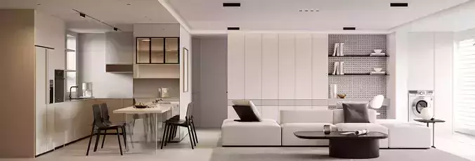 Modern living room dining room interior scenes 152