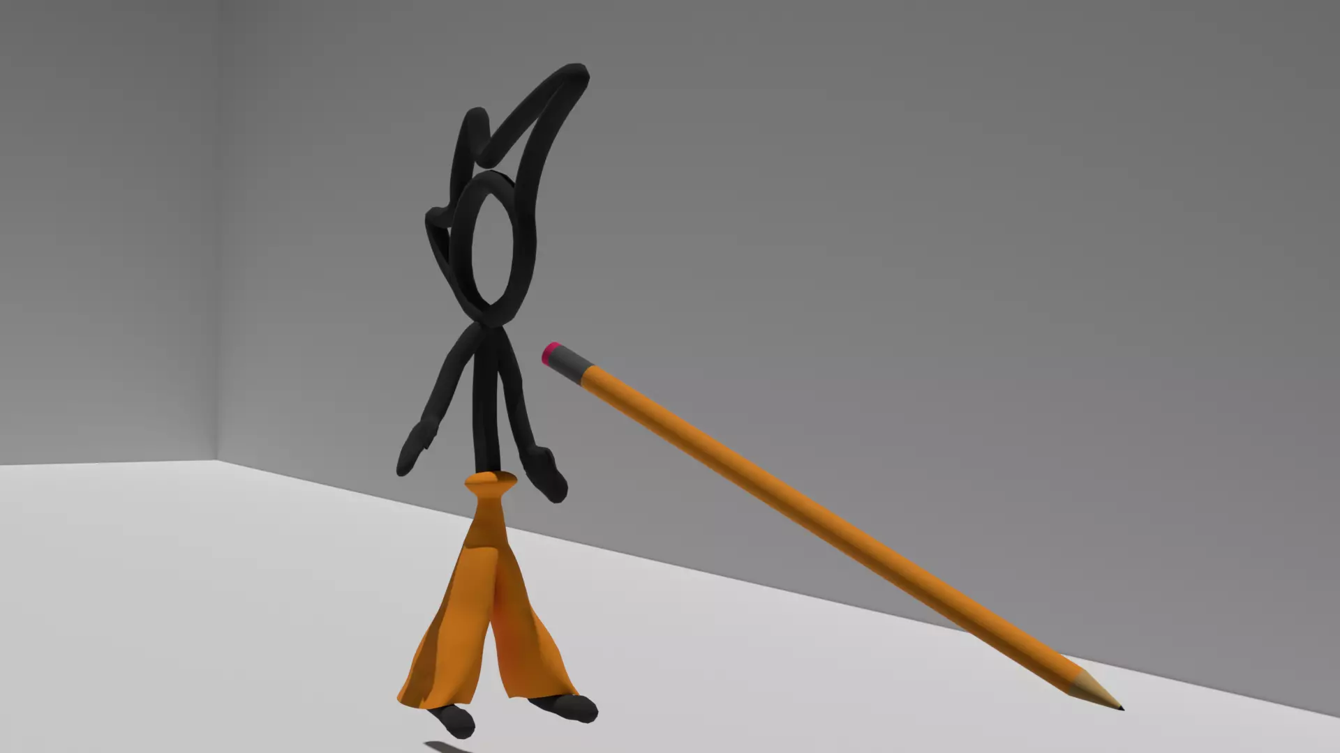 Stylized 3D Character Fancy Pants Man with Pencil Free low-poly 3D model