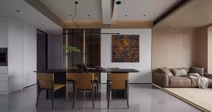 Modern living room dining room interior scenes 157