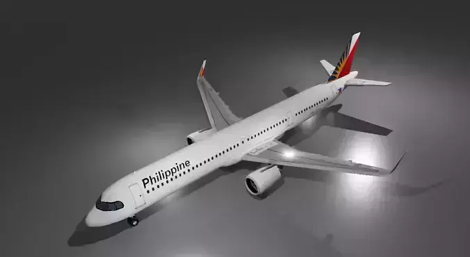 Philippine airlines airbus a321neo low poly 3D Model  Low-poly 3D model