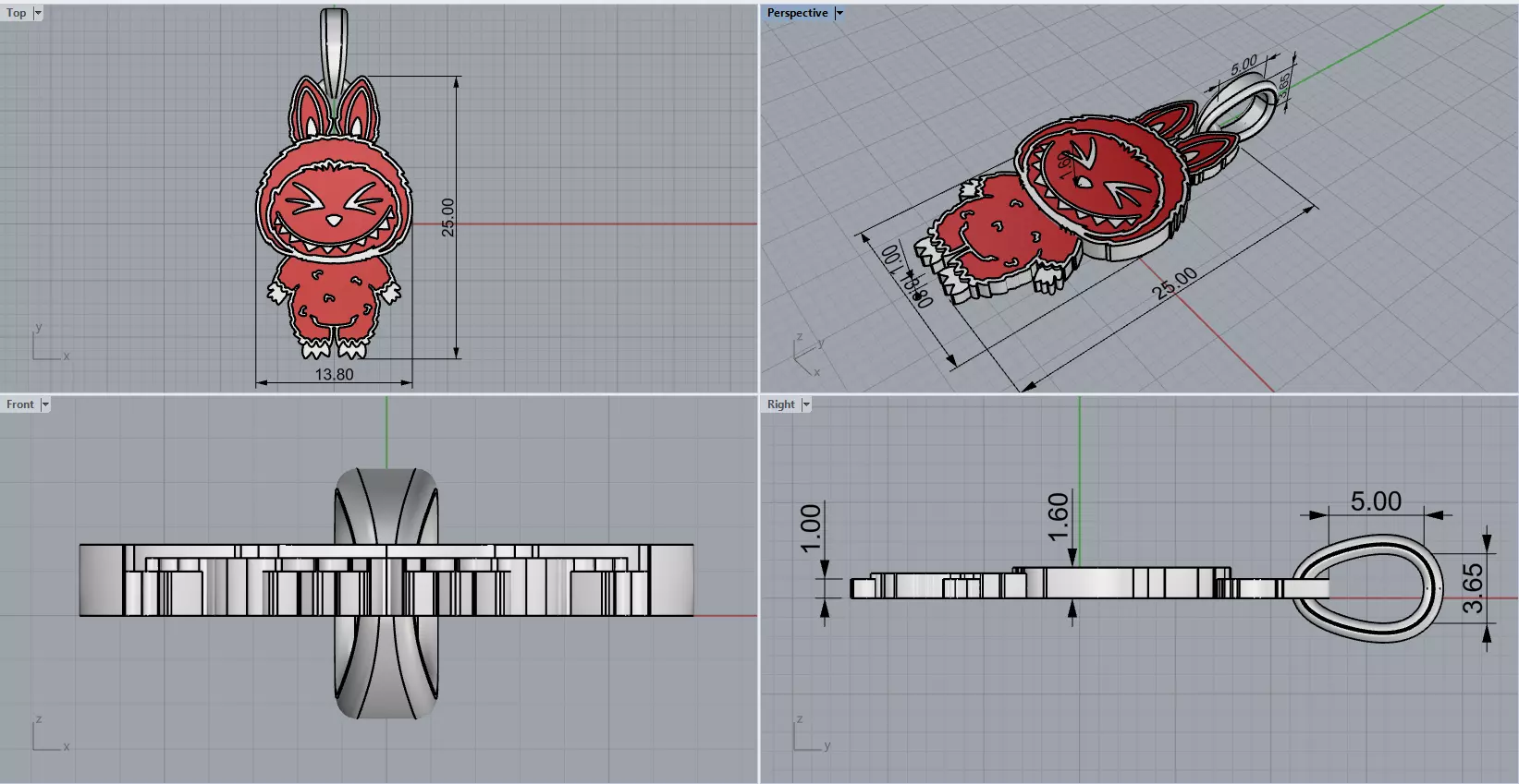 Labubu pendant model 1397 3D print model_3