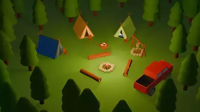 Complete low poly Camping Pack Low-poly 3D model Complete low poly Camping Pack Low-poly 3D model