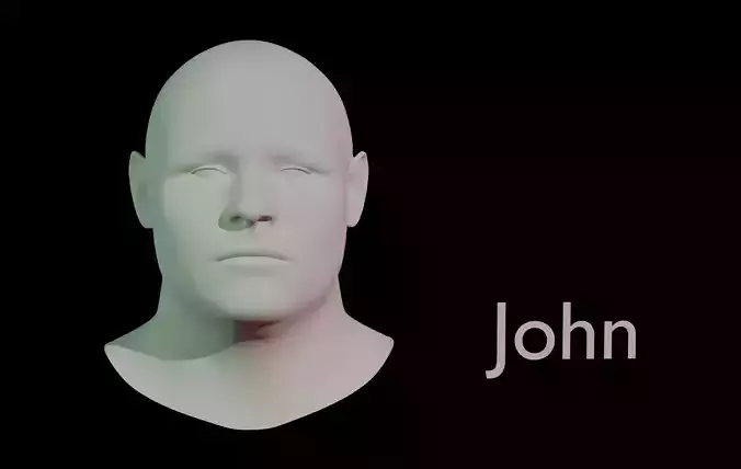 Realistic Male Head - High Poly Mesh - John
