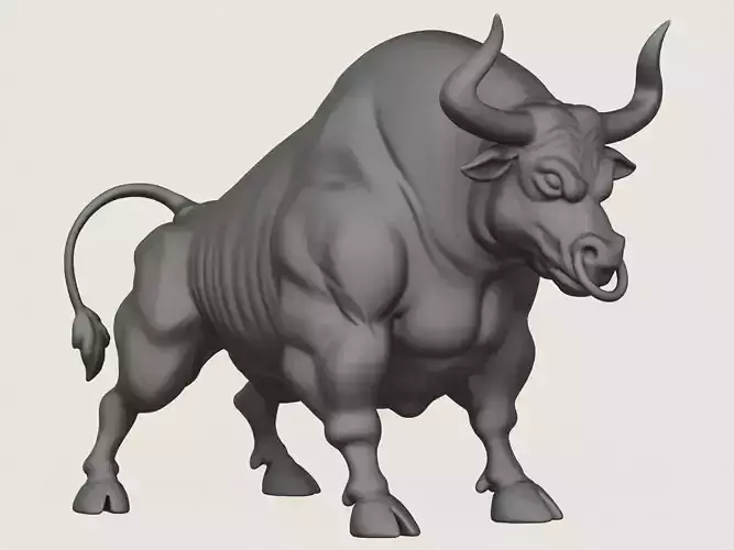 Muscular Young Bull Print Ready 3D Model