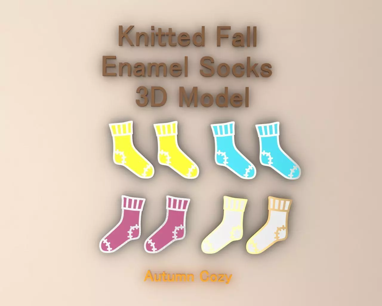 Cozy Autumn Knit Sock Enamel 3D Peintable Jewelry Model  3D print model_0