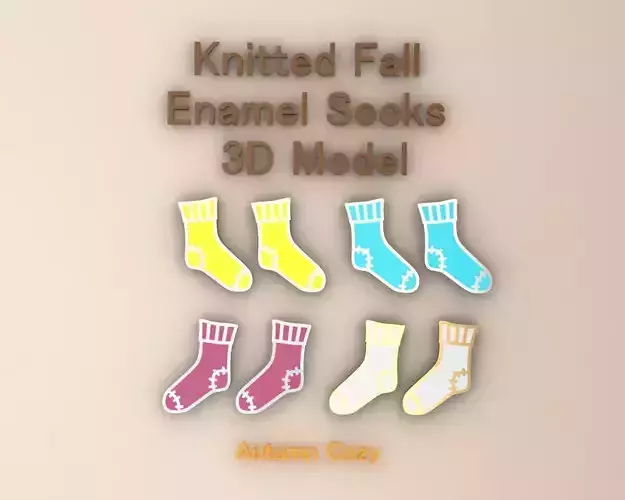 Cozy Autumn Knit Sock Enamel 3D Peintable Jewelry Model  3D print model
