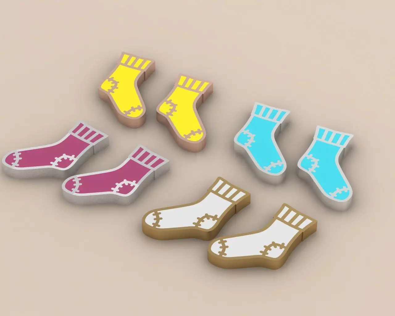 Cozy Autumn Knit Sock Enamel 3D Peintable Jewelry Model  3D print model_2