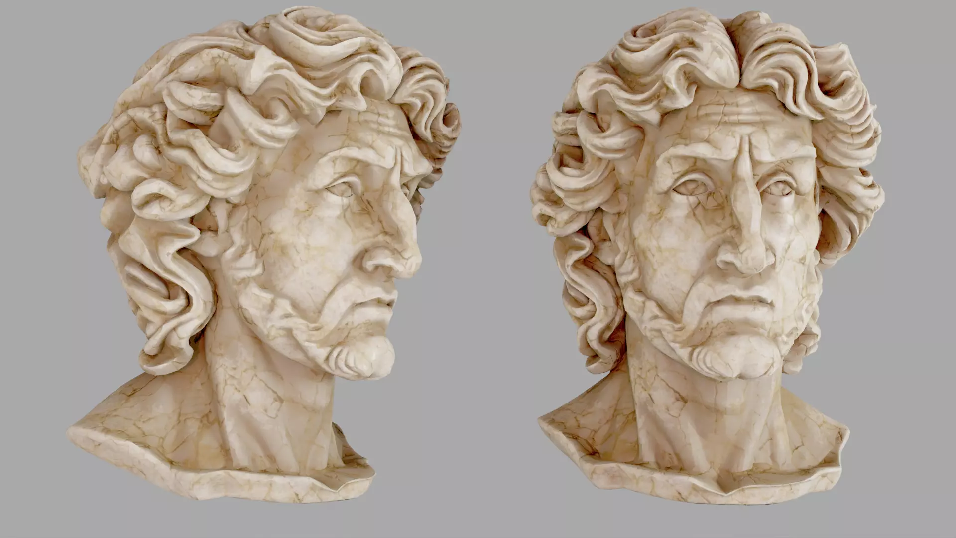 Classical Male Bust Sculpture 3D model_2