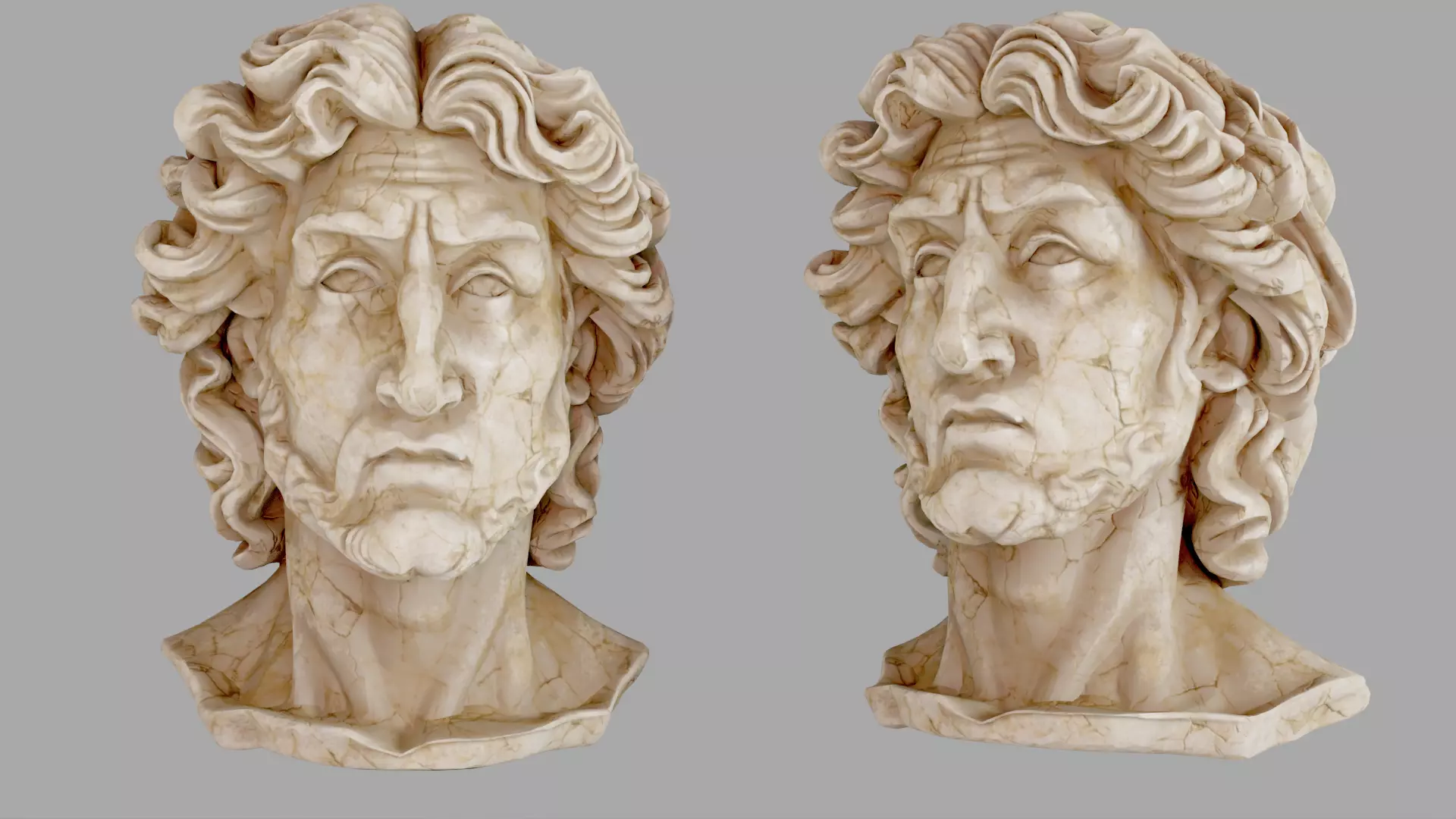 Classical Male Bust Sculpture 3D model_9